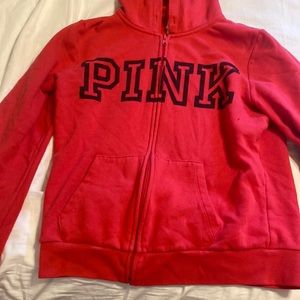 red PINK zip up hoodie